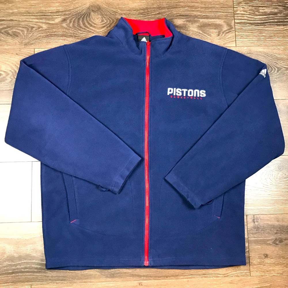 adidas Detroit Pistons Eastern NBA Mens Vintage Full Zip Fleece Sweater Size XL